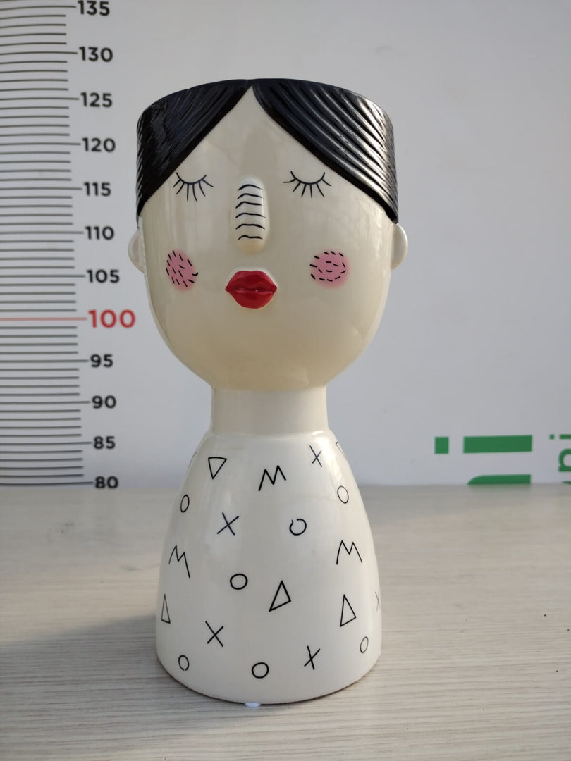 VASO D'ARREDO SMALTATO DONNA BIANCO IN CERAMICA V.13 AZIENDA ANTICO MESTIERE
