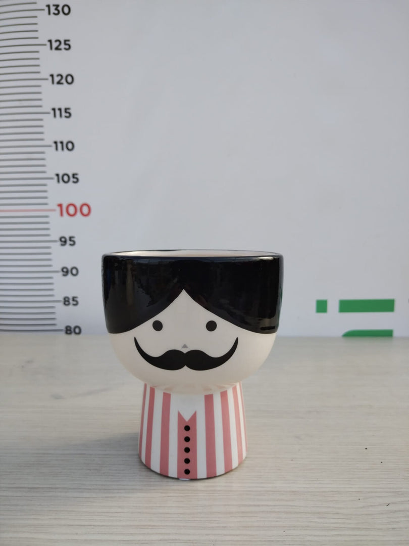 VASO D'ARREDO DECORATO SMALTATO CON BAFFI IN CERAMICA V.12 AZIENDANTICO MESTIERE